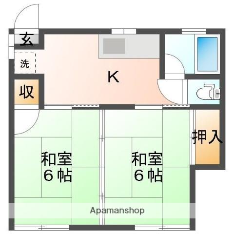 アパルマン勝口(2K/2階)の間取り写真