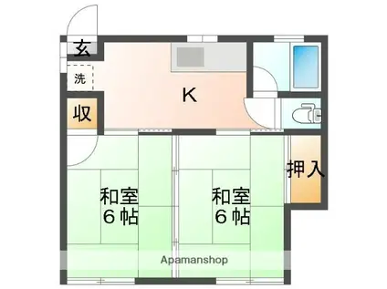 アパルマン勝口(2K/2階)の間取り写真