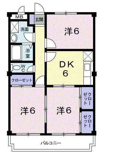 サニーヒルオオツキ(3DK/2階)の間取り写真