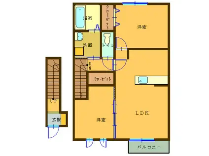 サンライズコーポ C(2LDK/2階)の間取り写真