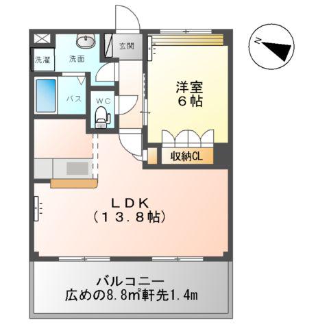 フロイデA(1LDK/1階)の間取り写真