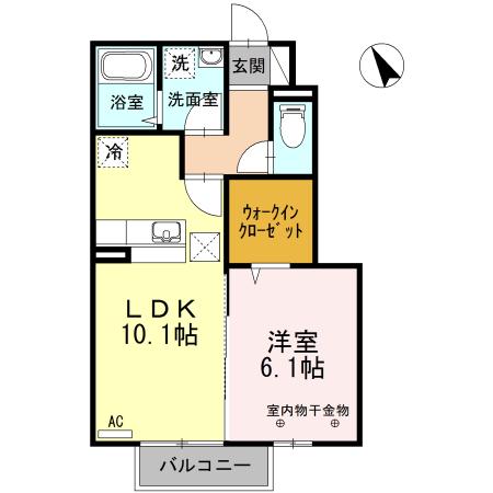 D-ROOM平野Ⅱ(1LDK/1階)の間取り写真