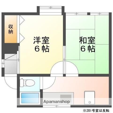 安田アパート(2K/2階)の間取り写真