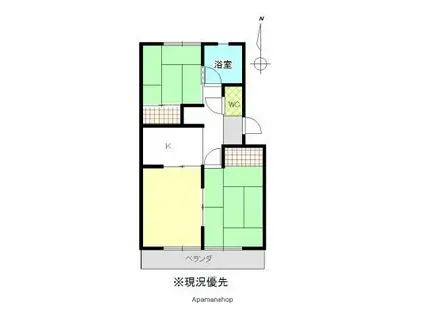 鳥谷野コーポラス(3K/3階)の間取り写真