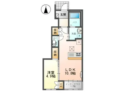 小倉寺アパート(1LDK/1階)の間取り写真