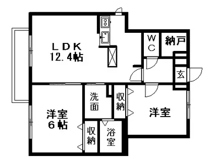 シェソワ太平寺Ⅱ(2LDK/1階)の間取り写真