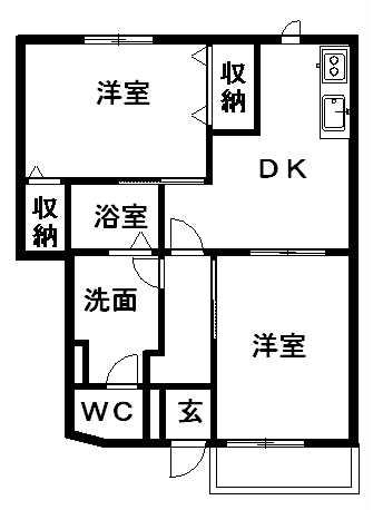 コスモ・エクセル(2DK/1階)の間取り写真