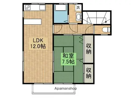 クレセントB(1LDK/2階)の間取り写真