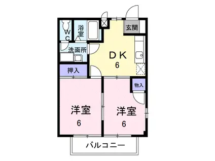 コーポけんたく(2DK/2階)の間取り写真