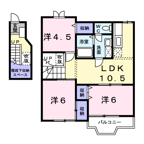 サニーハートⅡ(3LDK/2階)の間取り写真