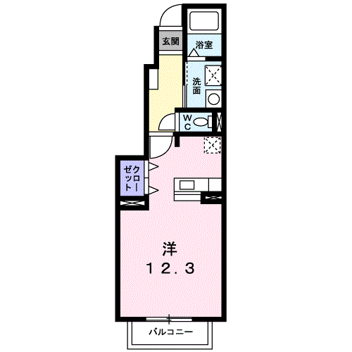 プロムナードN・Ⅱ(ワンルーム/1階)の間取り写真