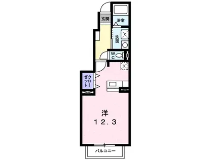 プロムナードN・Ⅱ(ワンルーム/1階)の間取り写真