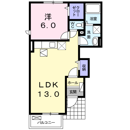 デュナスティ・Ⅱ(1LDK/1階)の間取り写真