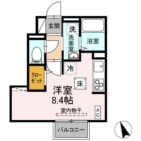 D-ROOMけやきⅡ(ワンルーム/1階)の間取り写真