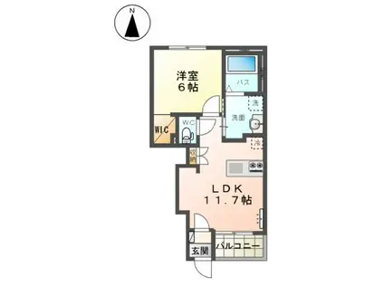 ルミエール原島(1LDK/1階)の間取り写真