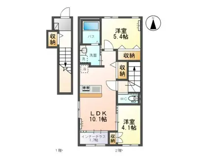 小倉寺アパート(2LDK/2階)の間取り写真