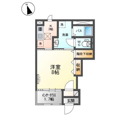 阿武隈急行 福島学院前駅 徒歩10分 2階建 新築(1K/1階)の間取り写真