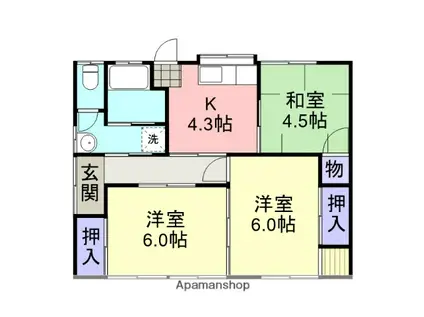 東北本線 桑折駅 徒歩11分 1階建 築36年(3K)の間取り写真