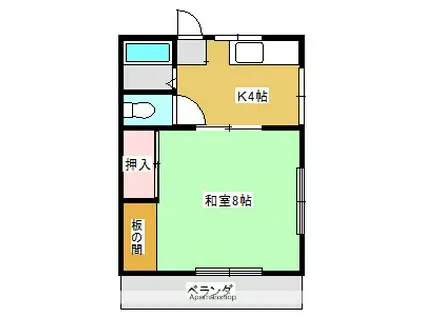 古川アパートⅡ(1K/2階)の間取り写真