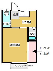東北本線 二本松駅 徒歩50分 2階建 築31年(1K/2階)の間取り写真