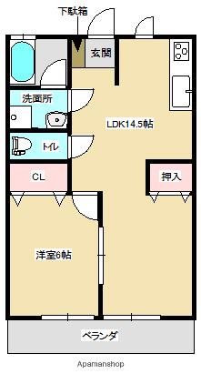 コーポクリスタルⅢ(1LDK/2階)の間取り写真