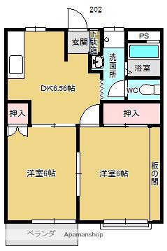 コーポ今福(2DK/2階)の間取り写真