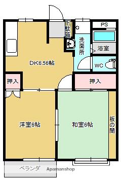 コーポ今福(2DK/1階)の間取り写真