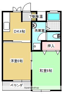 中江ハイツⅠ(2DK/1階)の間取り写真