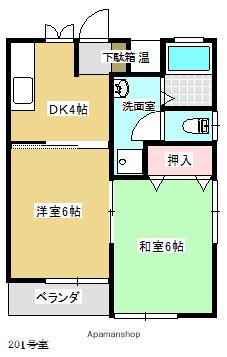 中江ハイツⅠ(2DK/2階)の間取り写真