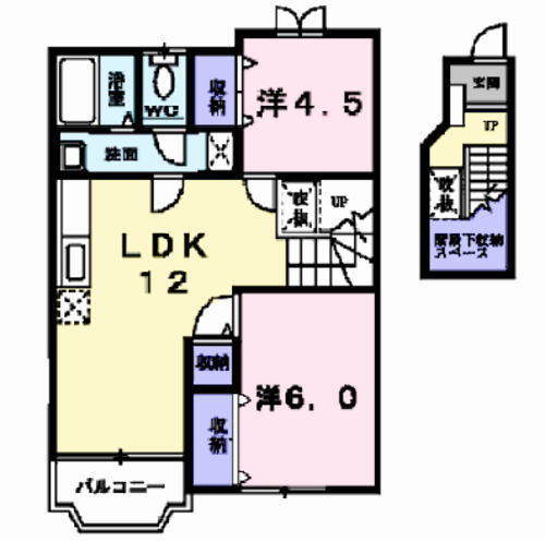 コートシャルマンⅡ(2LDK/2階)の間取り写真