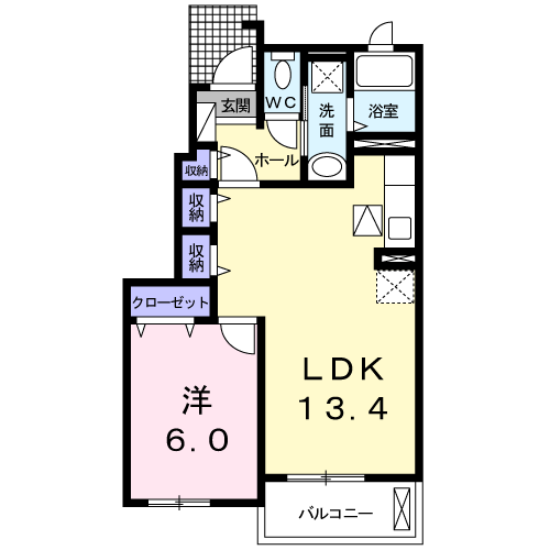 Nゲート・Ⅱ(1LDK/1階)の間取り写真
