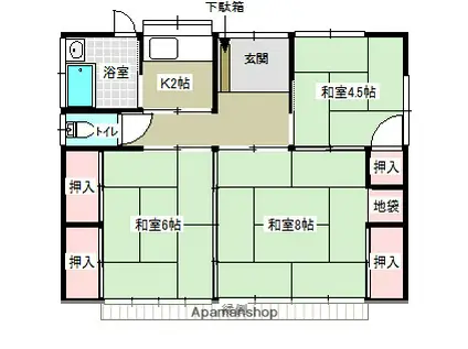 東北本線 二本松駅 徒歩25分 1階建 築49年(3K)の間取り写真