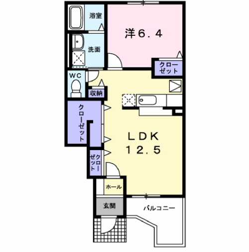 サニーヒル Ⅵ(1LDK/1階)の間取り写真