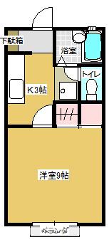 コーポ成田3号棟(1K/2階)の間取り写真