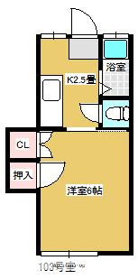 中島アパート(1K/2階)の間取り写真