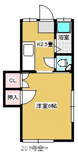 中島アパート(1K/2階)の間取り写真
