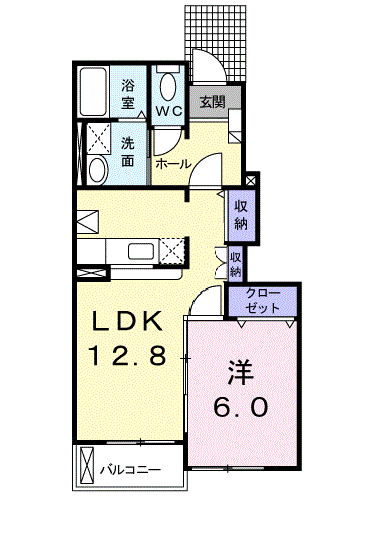 エクセレントヴィラ Ⅰ(1LDK/1階)の間取り写真