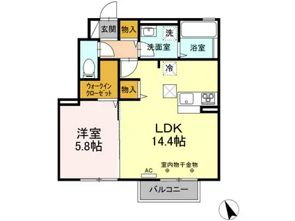 サニーハイムⅡ(1LDK/1階)の間取り写真