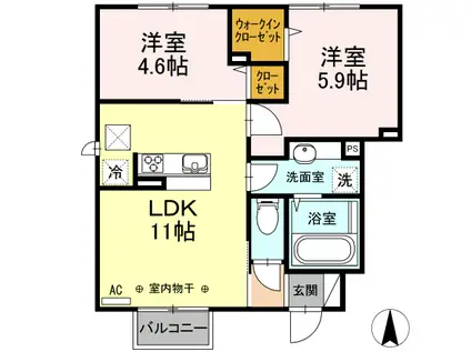 エスポワール(2LDK/1階)の間取り写真