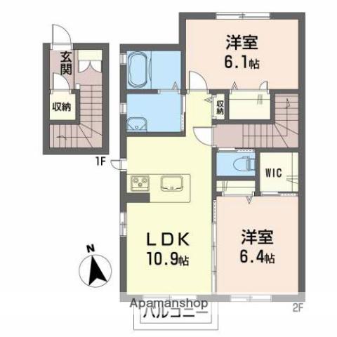 アルフラットB(2LDK/2階)の間取り写真