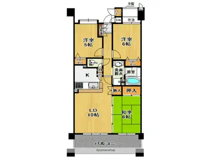 サンデュエル図景(3LDK/3階)の間取り写真