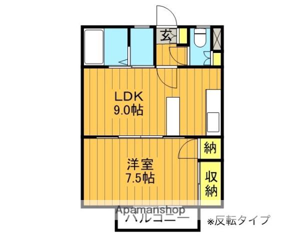 五百淵グリーンガーデンA棟(1LDK/2階)の間取り写真