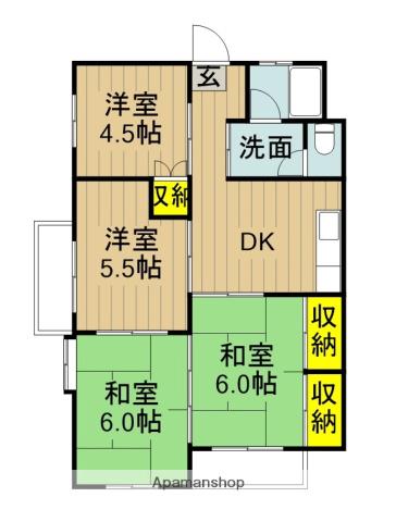 第三桑野マンション(4DK/1階)の間取り写真