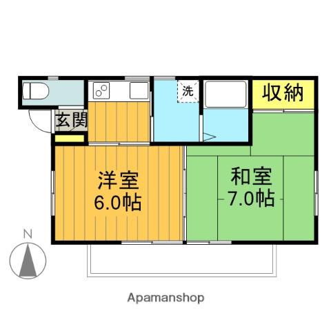 陰山アパート(2DK/2階)の間取り写真
