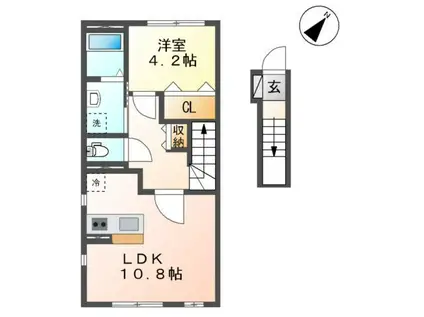 トップヒルズ(1LDK/2階)の間取り写真