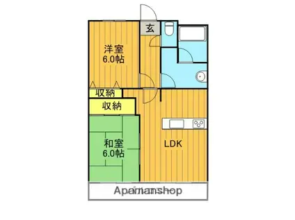 ピュアリー(2LDK/2階)の間取り写真