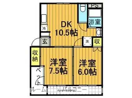 メゾンキラリ(2DK/2階)の間取り写真