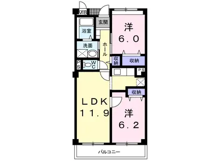 フォンテーヌ(2LDK/3階)の間取り写真