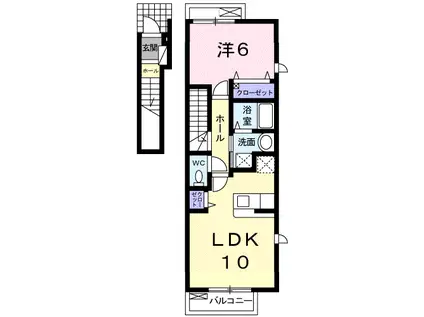 セレーノ・KⅡ(1LDK/2階)の間取り写真