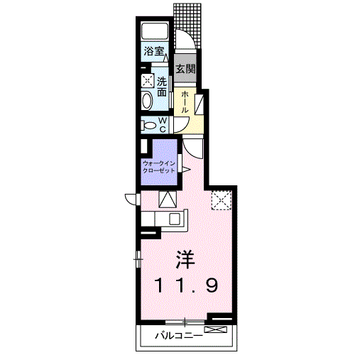 ラ・スマロパⅢ A(ワンルーム/1階)の間取り写真